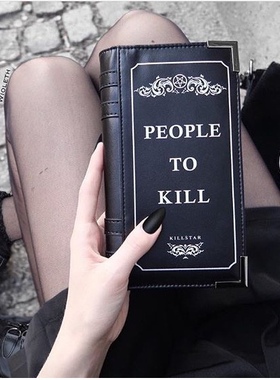 潮牌KILLSTAR Kill List哥特朋克摇滚黑五芒星长款钱包