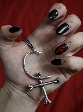 KILLSTAR暗黑哥特亚文化CATACOMBS地下墓穴十字架五芒星白M法项链