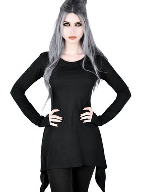 潮牌KILLSTAR Cora哥特朋克摇滚黑色长袖收腰上衣鱼尾T恤