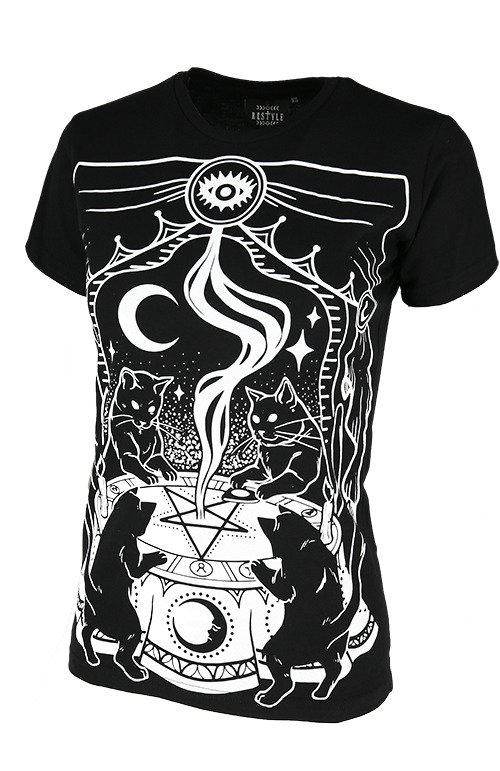 RESTYLE暗黑哥特亚文化黑猫T恤
