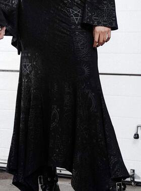 KILLSTAR暗黑哥特亚文化Elementa暗纹包臀不规则修身长裙