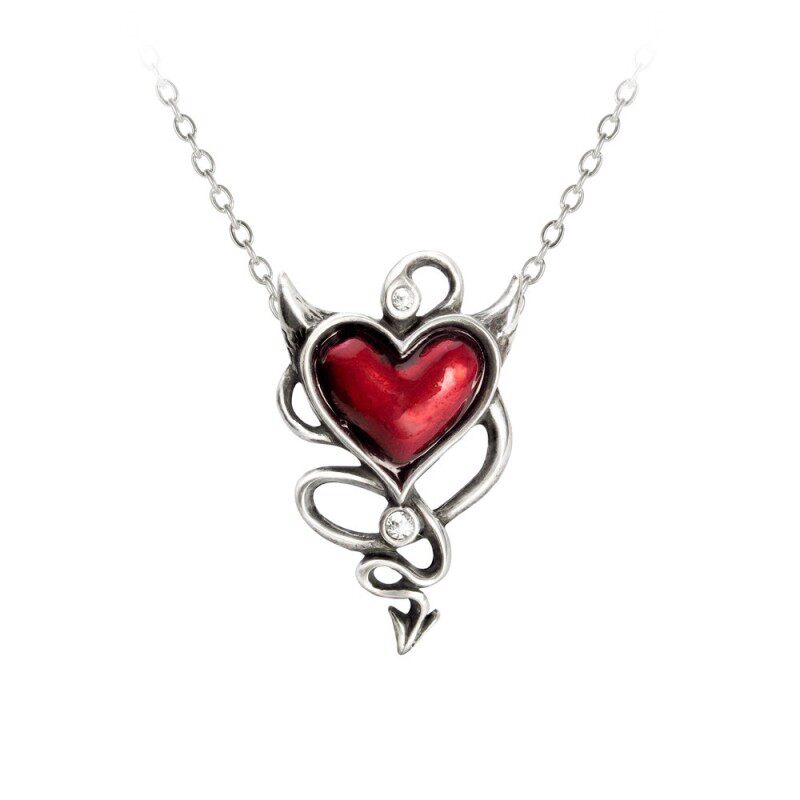 Alchemy Gothic ULFP20 DEVIL HEART 血红色珐琅质三维心形项链