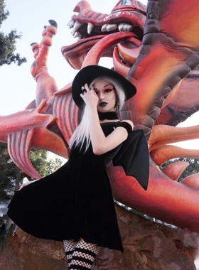 潮牌KILLSTAR Tokyo Nights Hunter哥特小翅膀连衣裙