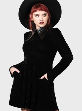 KILLSTAR暗黑哥特亚文化CATHEDRAL I黑丝绒长袖维多利亚连衣裙