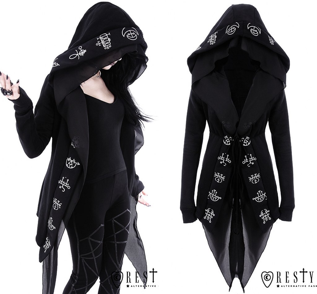 东欧符号哥特披肩开衫