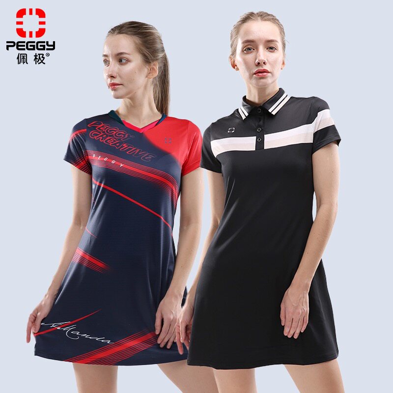 佩极羽毛球服女士新款连衣裙网球乒乓运动透气短袖韩国速干衣套装