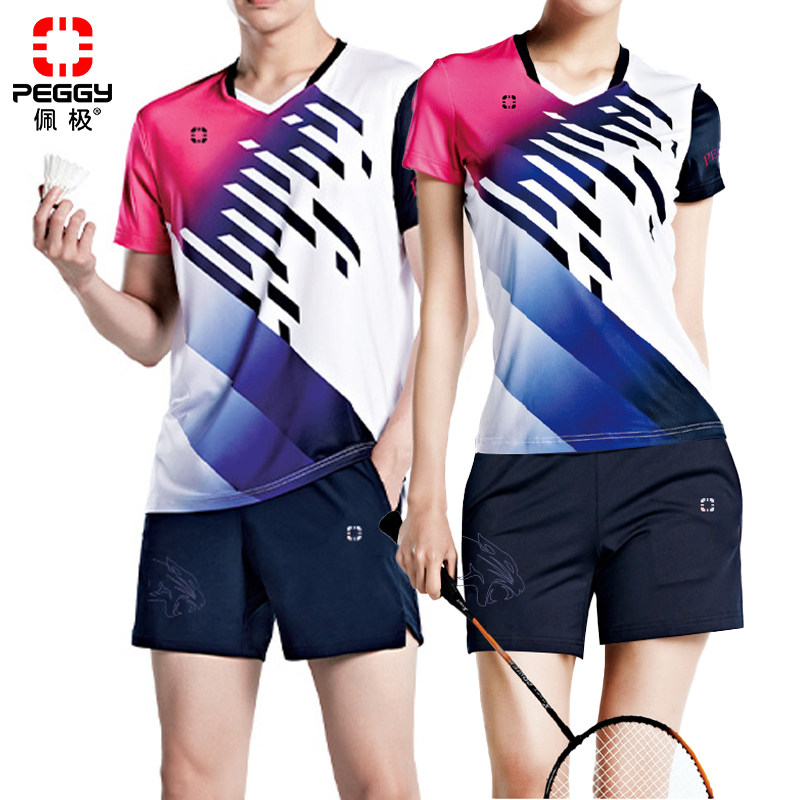 佩极羽毛球服女款2023新款韩国运动服速干短袖T恤短裤男套装