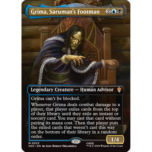 HOC 33萨茹曼听差格里马Gríma,Saruman'sFootman万智牌 闪M 原画