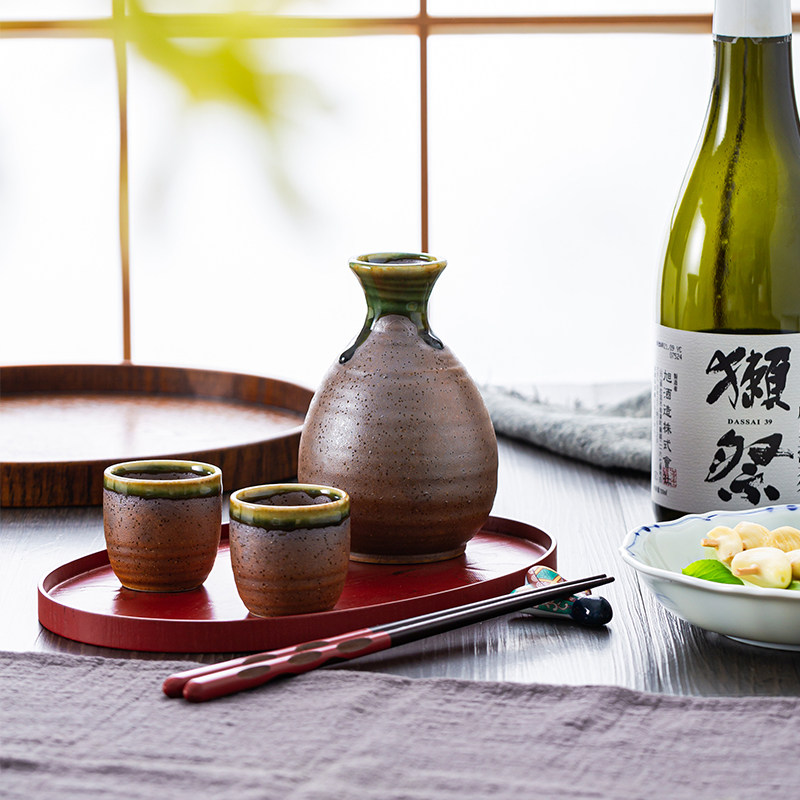 日本进口清酒壶酒杯白酒一壶四杯套装礼盒装日式陶瓷酒瓶酒具温酒