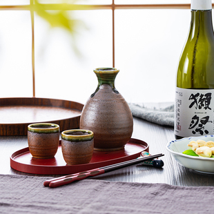 日本进口清酒壶酒杯白酒一壶四杯套装礼盒装日式陶瓷酒瓶酒具温酒