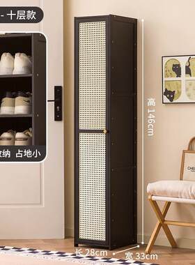 中古风鞋柜室内家用入户门玄关落地多层置物架夹缝收纳柜建议门口