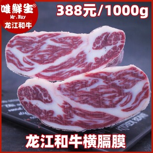 齐齐哈尔龙江和牛横膈膜原切雪花牛肉烤肉佳品油边儿外群肉煎牛排