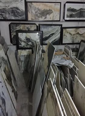大理石山水画天然石片 云南大理石 老矿桌面屏风装饰片电话185672