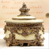 家用有盖防飞灰大号 复古客厅摆件男士 欧式 圆形烟灰缸带盖创意个性