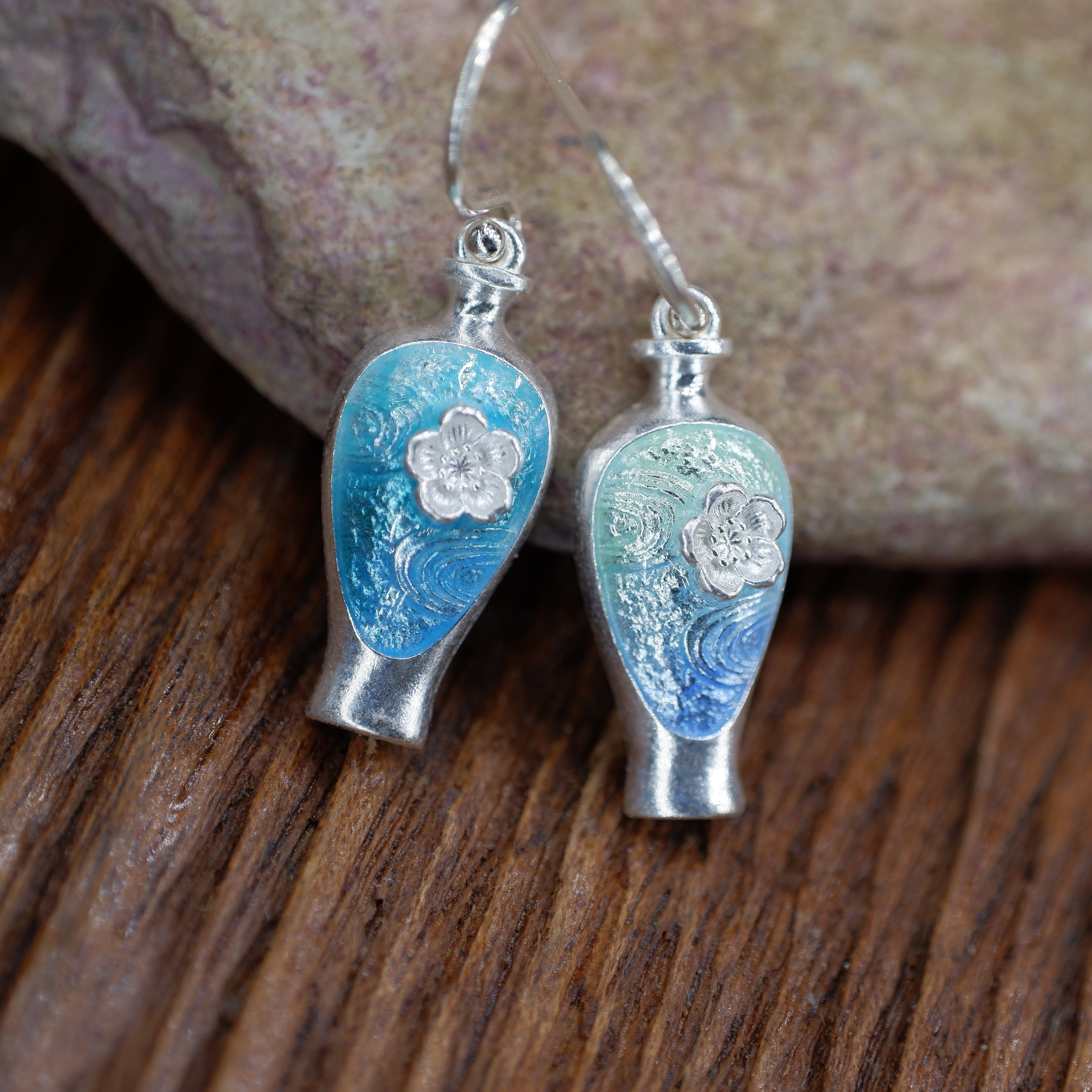 身境饰物‖春华易逝‖落花流水纹 足银珐琅耳钩 原创设计 宝瓶儿,饰品/流行首饰/时尚饰品新,银饰耳饰,淘宝优惠券,粉丝福利购,淘宝优惠卷