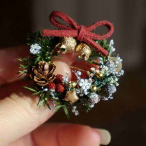 馨缘枝造原创设计圣诞花环小胸针永生花氛围感别针大毛衣配饰礼物