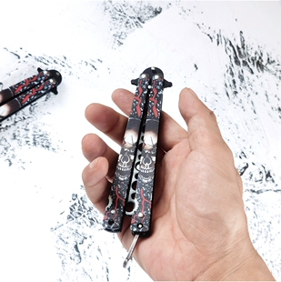 吃鸡cs蝴蝶折叠刀未开刃蝴蝶甩手刀训练蝴蝶刀玩具花式练习刀Q43