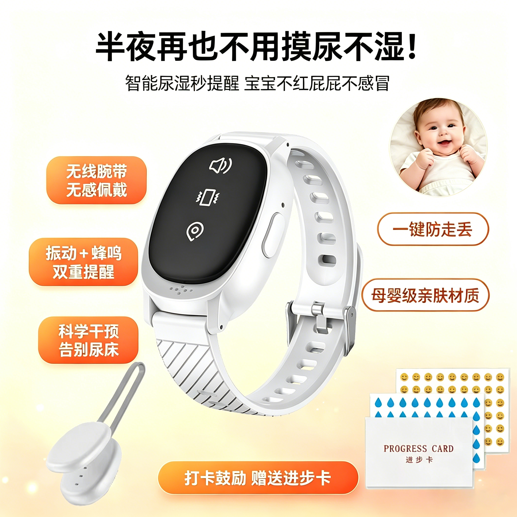 儿童尿床警报器智能遗尿报警器分离式手腕婴幼儿老人起夜尿湿提醒