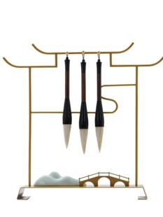 新中式 饰i. 创意铁艺陶瓷毛笔架摆件样板房间办公室桌面电视柜软装