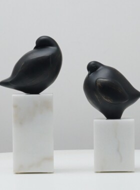 现代新中式黑色鸟装饰摆件高级感小众客厅电视柜玄关酒柜艺术摆设