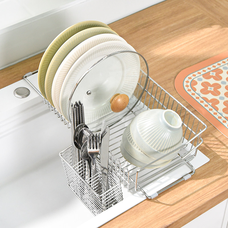 304不锈钢上方沥水碗碟篮厨房可伸缩滤水池碗盘筷收纳置物架,厨房/烹饪用具,碗架,淘宝优惠券,粉丝福利购,淘宝优惠卷