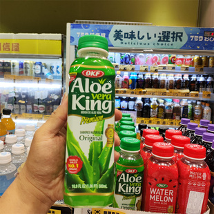 香港代购韩国OKF芦荟西瓜/天然芦荟汁饮料果味果肉植物饮品500ml