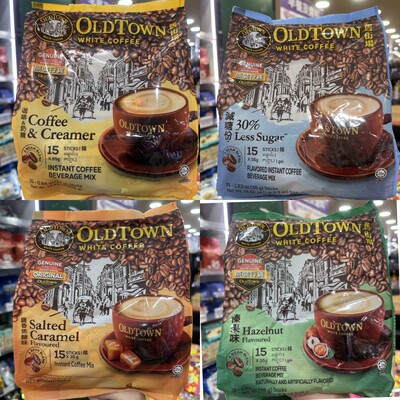 马来西亚旧街场白咖啡三合一原味榛果味特浓摩卡蔗糖奶精奶茶