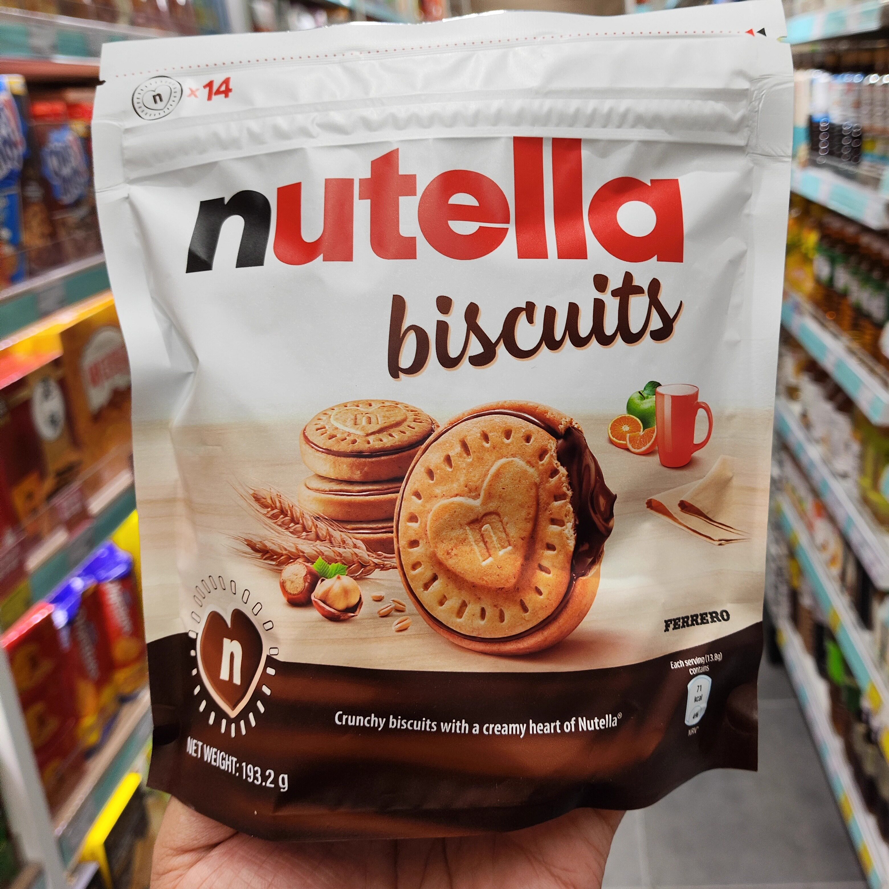 香港代购能多益nutella榛子巧克力酱夹心饼干14块装193g