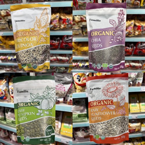 香港代购Familie生南瓜籽仁奇亚籽三色藜麦葵花籽仁零食袋装