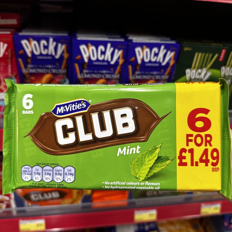 香港代购CLUB麦维他Mcvities麦维他朱古力橙薄荷饼干132g 6条装