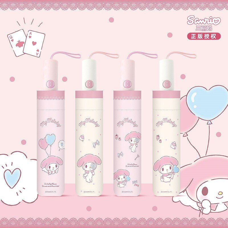 三丽鸥正品美乐蒂自动雨伞女折叠儿童卡通高颜值迷你晴雨两用批发