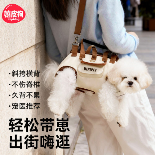 宠物多功能牵引背包小型犬猫咪包便携可斜跨手提包单肩包卡通狗包