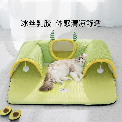 跨境春夏季透气怪兽猫床四季通用猫窝猫隧道睡觉宠物窝猫垫子用品