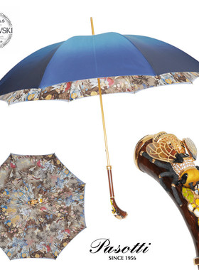 意大利pasotti晴雨伞蜜蜂雨伞蓝色双层伞布女神防晒伞长柄伞定制