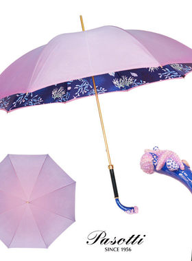 Pasotti意大利蓝色海星系列水晶镶嵌双层伞布晴雨两用伞防晒长伞