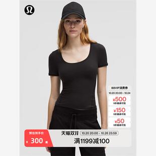 Nulu 女士低圆领短袖 T 恤 速干芯吸丨lululemon丨LW3JFYS
