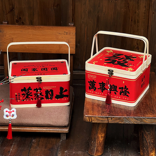 高档2026马年礼盒新年包装盒国风盒中式手提竹篮子干货年货礼品盒