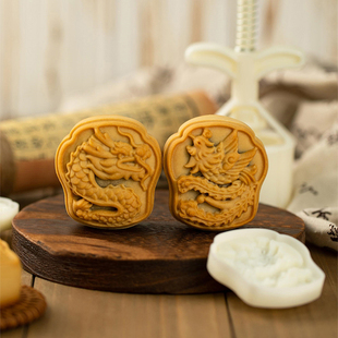 新款75克龙飞凤舞模具国风中秋做月饼模凤梨酥绿豆糕点心馒头磨具