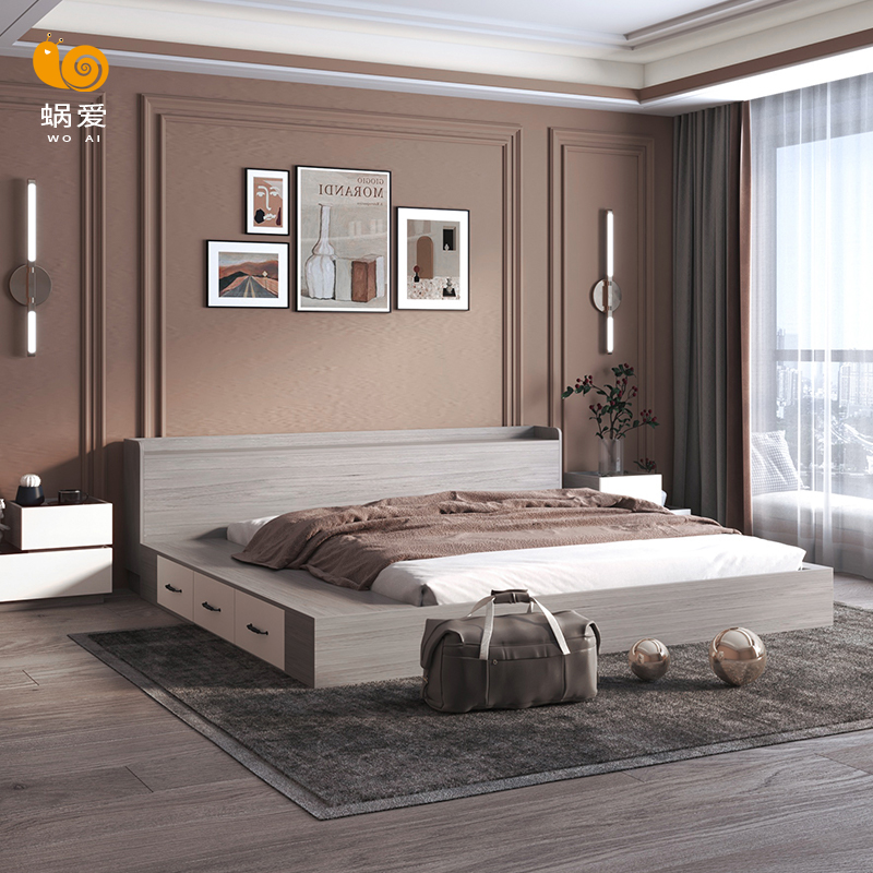 北欧卧室榻榻米落地矮床小户型日式地台床经济型储物床可定制-封面