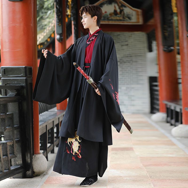 중국 스타일 플러스 사이즈 HANFU 남성 요정 정신 고대 의상 기사도 남자 잘 생긴 중국어 스크립트 클럽 학생 공연 슈트
