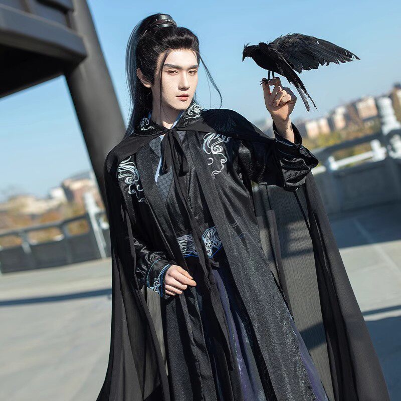 원래 노래로 만든 HANFU 남자의 슈퍼 멋진 망토 일일 롤 플레잉 스크립트 킬러 COS 의류 의상 정장