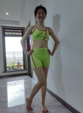 露伊娇女棉质瑜伽运动健身操服分体泳衣训练换洗两套装特价包邮