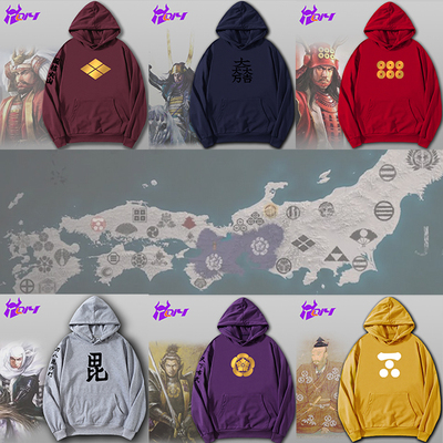 日本战国无双家纹套头印花卫衣