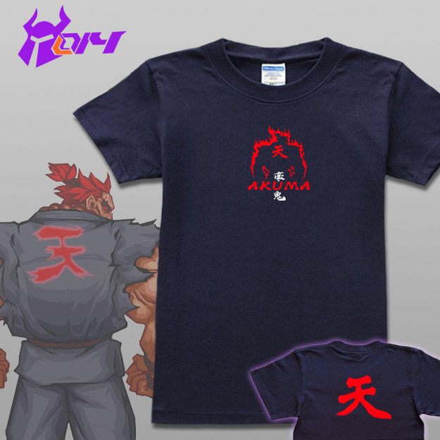 街头霸王akuma豪鬼后背天字周边t恤