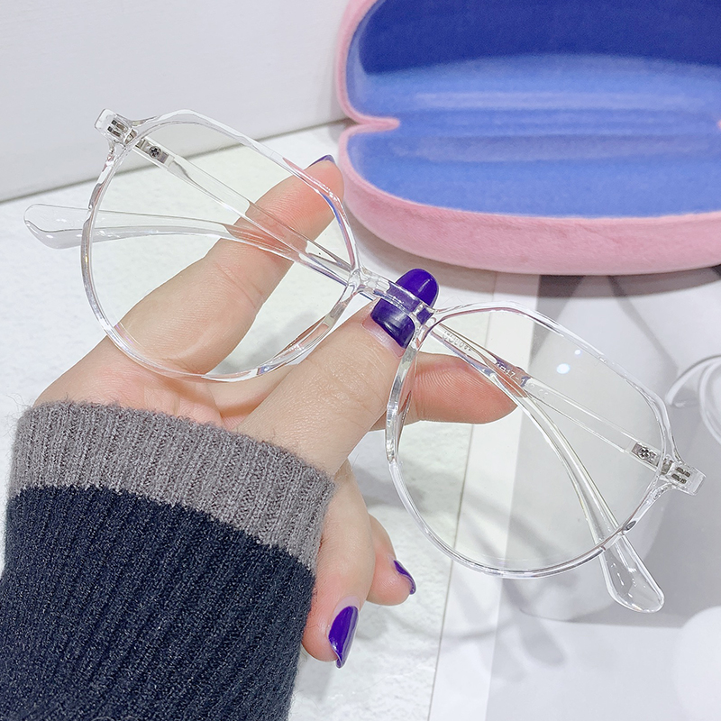 近视透明多边形防蓝光眼镜