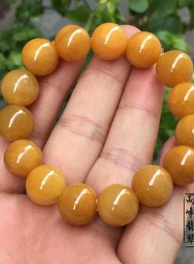天然老黄玉黄龙玉圆珠a货新疆金丝玉佛珠子项链多圈手链手串男女