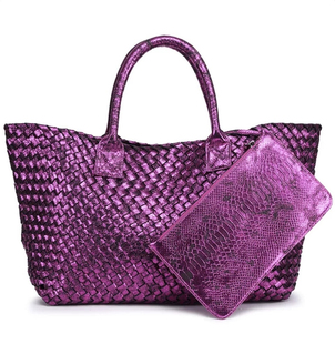 王菲同款蛇纹编织包欧美复古明星编制手提单肩包菜篮子女旅行大包