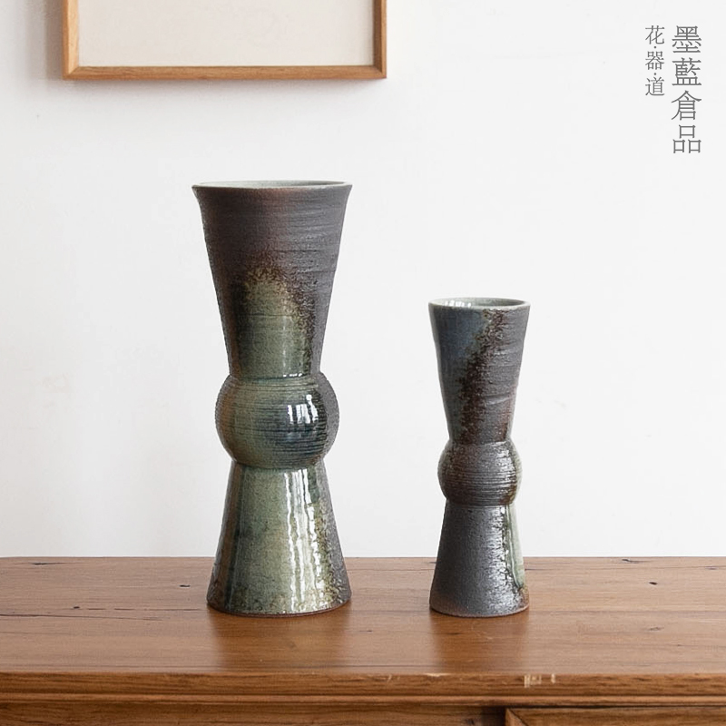 日本进口窑变花觚日式花道插花器皿池坊花器民宿花瓶桌面摆件