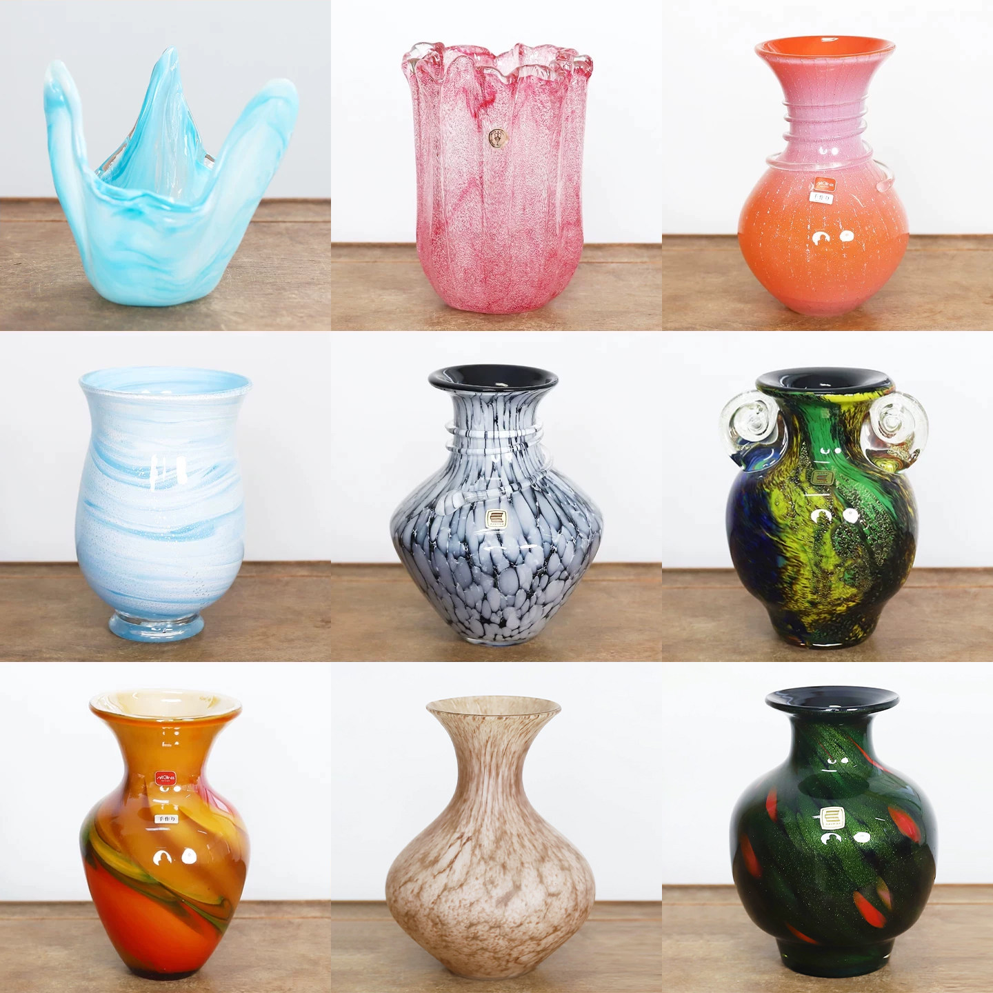 日本回流玻璃花瓶日式插花器皿老物件收藏品空间仿古装饰摆件花道