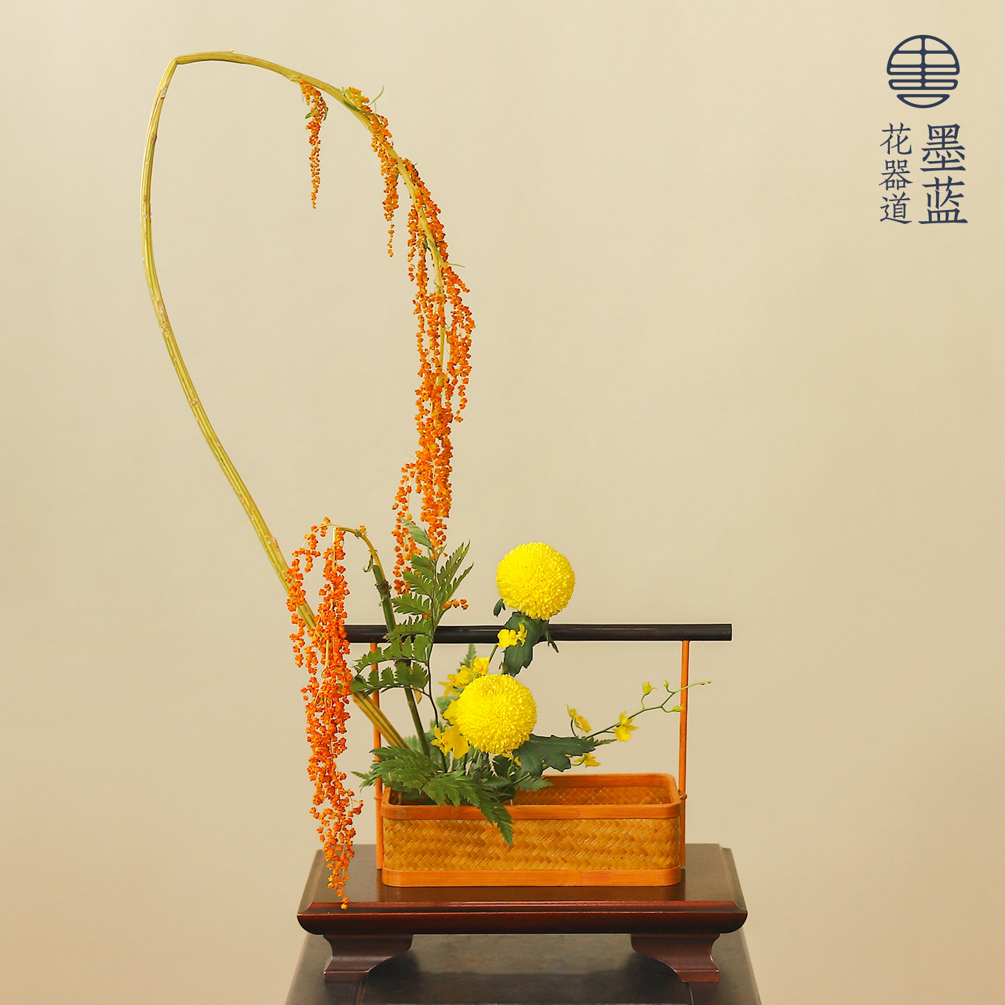 手工竹编插花花篮禅意中式篾编方形提篮中华花艺花道插花器皿